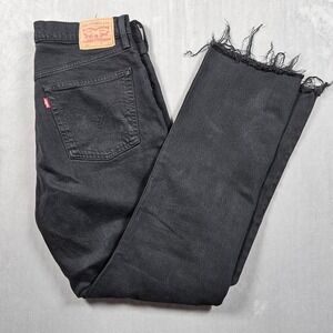 Levis 501 Jeans Mens 30x30 (Fits 31x30) Black Denim Original Fit Raw Hem